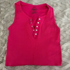Cropped Hot Pink Button Tank